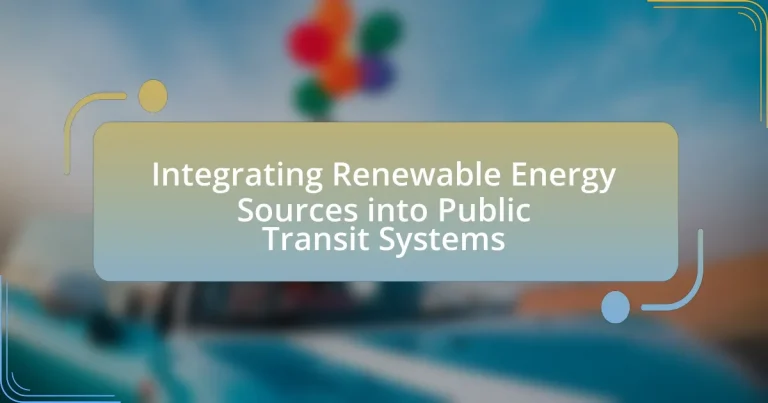 Integrating Renewable Energy Sources into Public Transit Systems