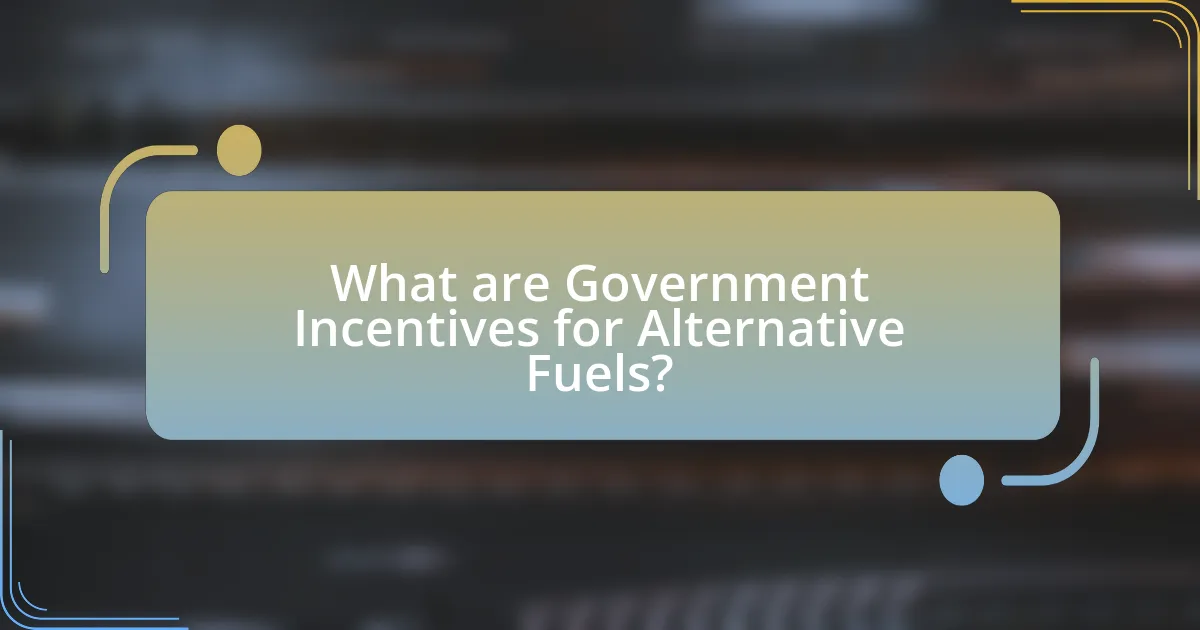 What are Government Incentives for Alternative Fuels?