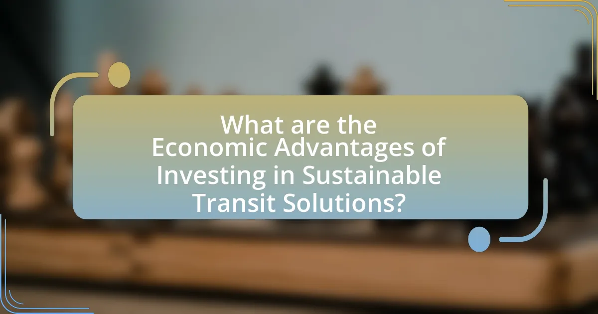 What are the Economic Advantages of Investing in Sustainable Transit Solutions?