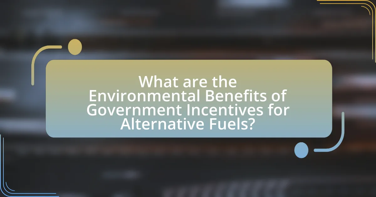 What are the Environmental Benefits of Government Incentives for Alternative Fuels?