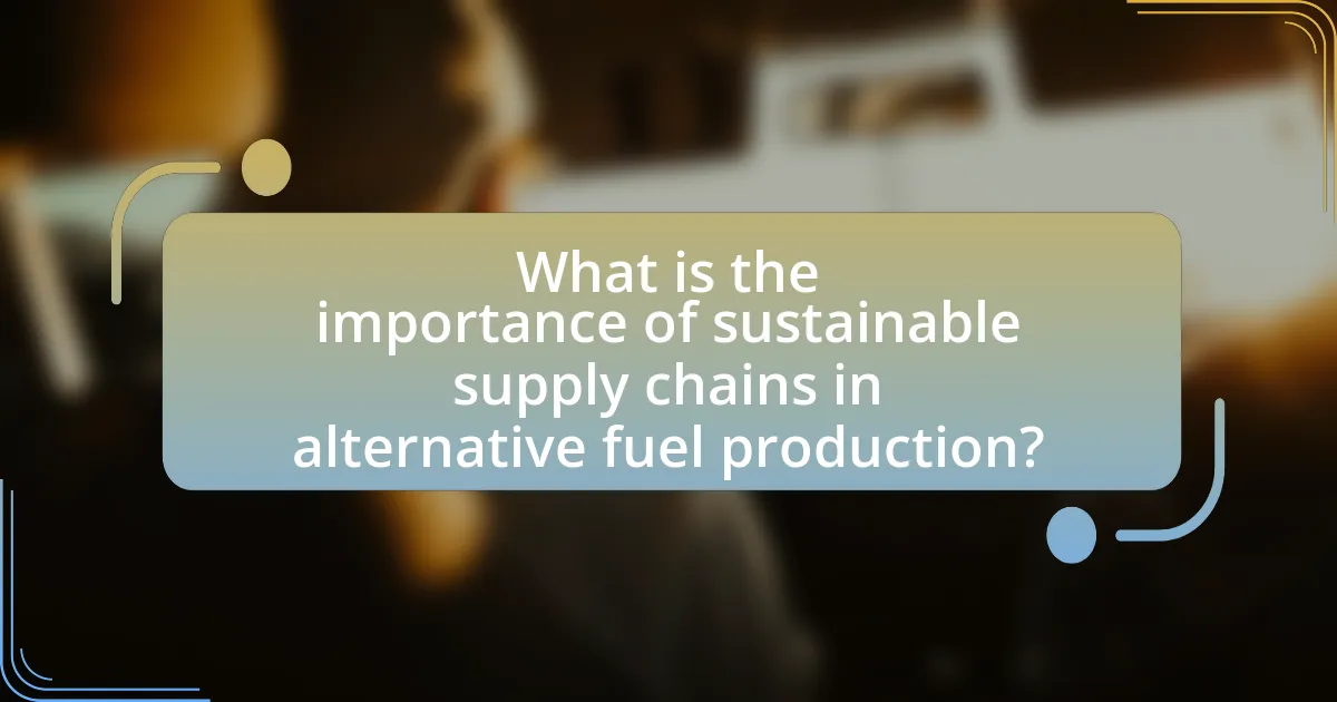 What is the importance of sustainable supply chains in alternative fuel production?